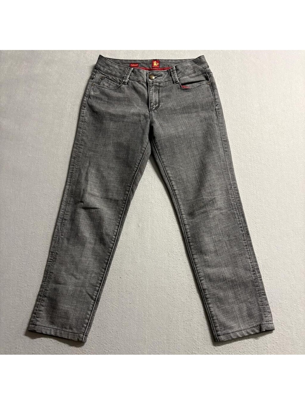 Sasson Skinny Leg Shuffle Jeans Womens Size 8 Gray Stretch Denim Sequin Pockets